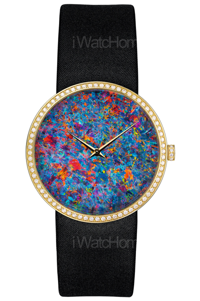 La D de DIOR蛋白石黃K金鑽錶