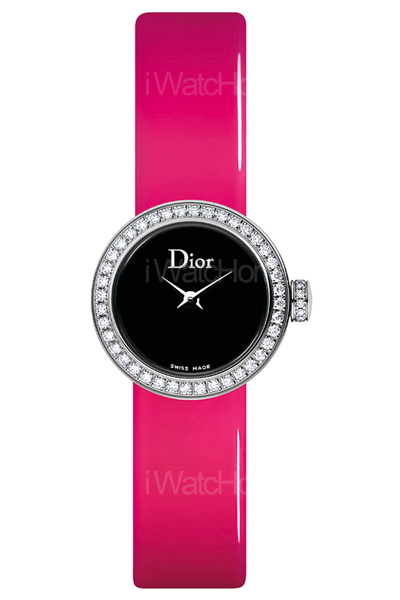 La Mini D de DIOR 螢光漆亮皮錶帶腕錶