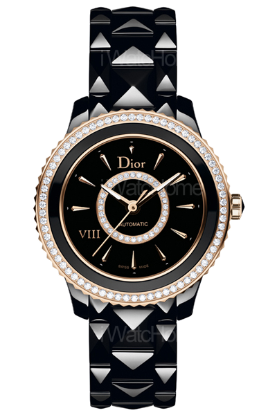 DIOR VIII 33mm 玫瑰金黑色陶瓷鑽石腕錶