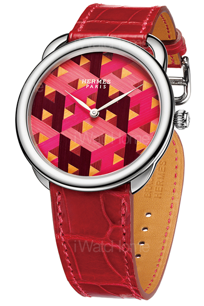 HERMES Arceau「H Cube」麥稈鑲嵌藝術腕錶