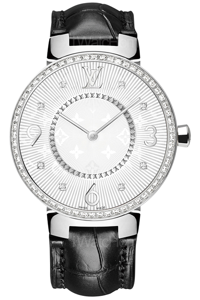 Tambour Monogram 不鏽鋼鑲鑽石英腕錶