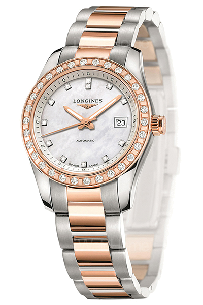 Conquest Classic 征服者經典系列雙色金鑲鑽女錶