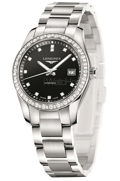 Conquest Classic 征服者經典系列不鏽鋼鑲鑽女錶