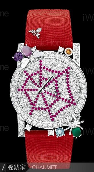 Attrape Moi蛛網珠寶鑽錶紅色絹帶款