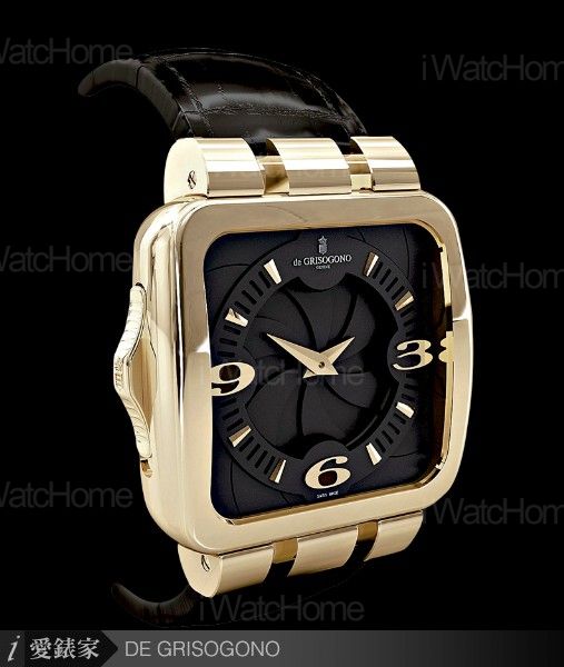 Fuso Quadrato兩地時間腕錶黃金款