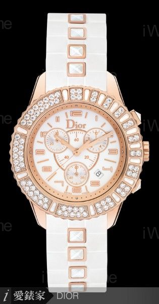 Christal Rubber系列腕錶玫瑰金鑲鑽款