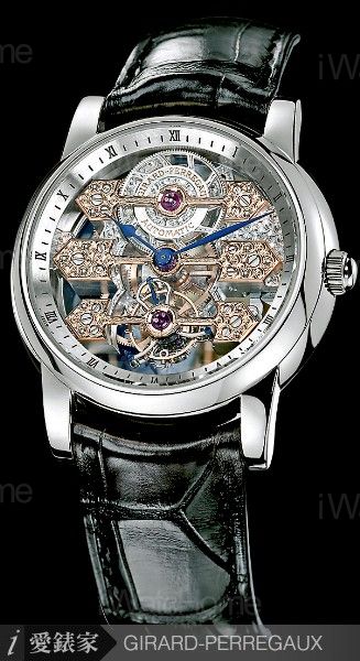 GIRARD-PERREGAUX Skeleton三金橋陀飛輪腕錶鉑金款