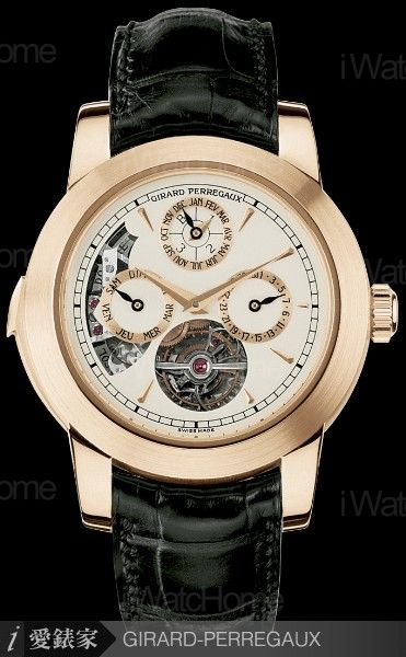 GIRARD-PERREGAUX Opera II三金橋陀飛輪萬年曆問錶玫瑰金款