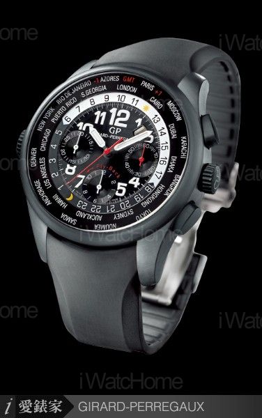 GIRARD-PERREGAUX WW.TC Shadow黑陶世界時區飛返計時碼錶皮帶款
