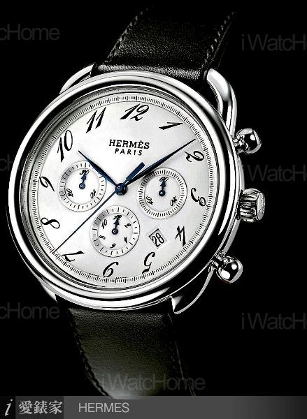 HERMES Arceau 機械計時碼錶精鋼白面款