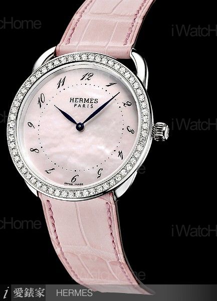 HERMES Arceau珠寶腕錶粉色MOP面盤款