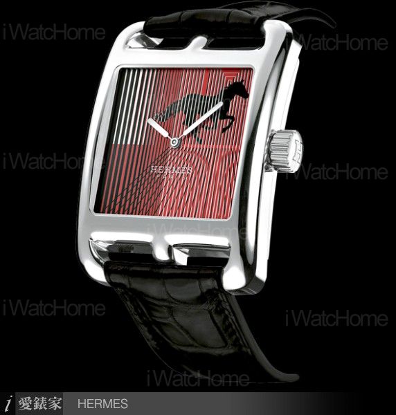 HERMES Cape Cod主題絲巾大明火琺瑯彩繪腕錶白金款