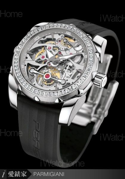 Pershing Tourbillon Ajoure鏤空陀飛輪腕錶鈀金鑲鑽款PF601191.06
