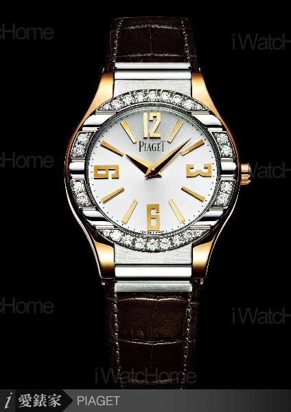 Piaget Polo白K玫瑰金雙色鑲鑽腕錶