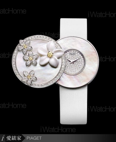 Limelight雞蛋花造型白K鑲鑽神秘腕錶