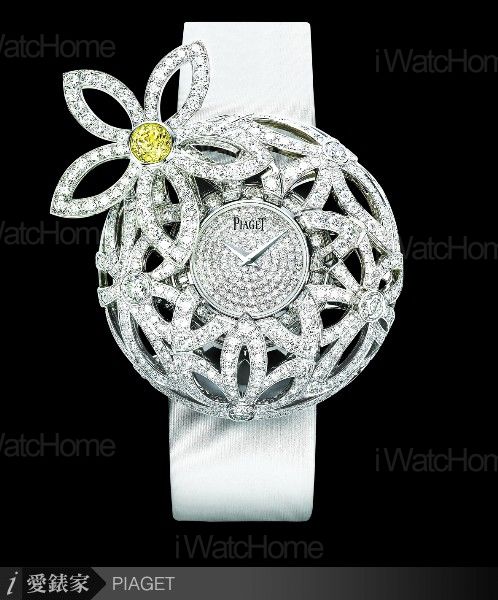 Limelight雞蛋花造型白K鑲鑽神秘腕錶