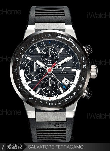 SALVATORE FERRAGAMO NEW F-80 GMT全自動多功能腕錶F55LCA78910 S113 61/F55A-004 0425577