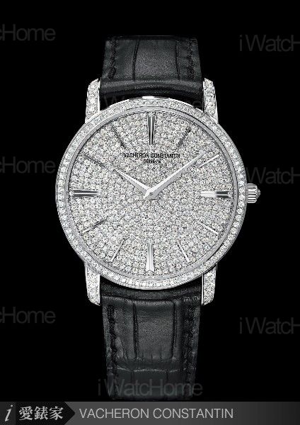 Patrimony Traditionnelle傳承系列全鑲鑽大型錶