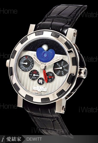 Nebula萬年曆雙時區腕錶白金款