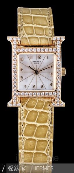 HERMES H Hour玫瑰金石英女錶