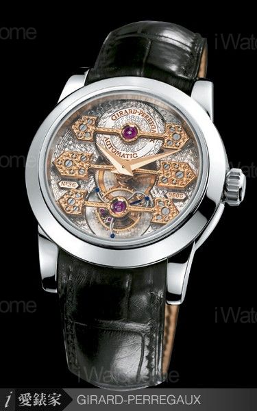 手工雕花三金橋陀飛輪自動錶 White Gold