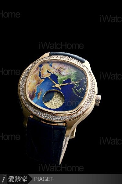 Emperador伯爵枕型玫瑰金鑲鑽琺瑯彩繪腕錶