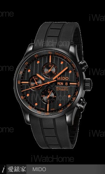 MIDO 先鋒系列 典藏黑橘限定三眼計時碼錶