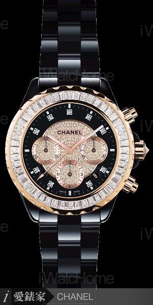 J12限量玫瑰金圈鑽石計時碼錶