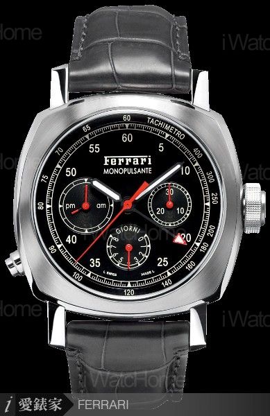 FERRARI 八日鍊兩地時間單按把計時腕錶 FER00020