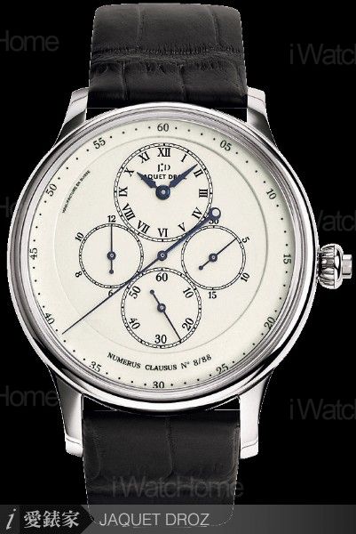 JAQUET DROZ Chrono Monopoussoir Email Noir Ivoire WG