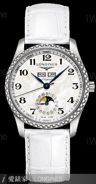 Master 巨擘系列月相盈虧女用鑽錶 L2.503.0.83.3