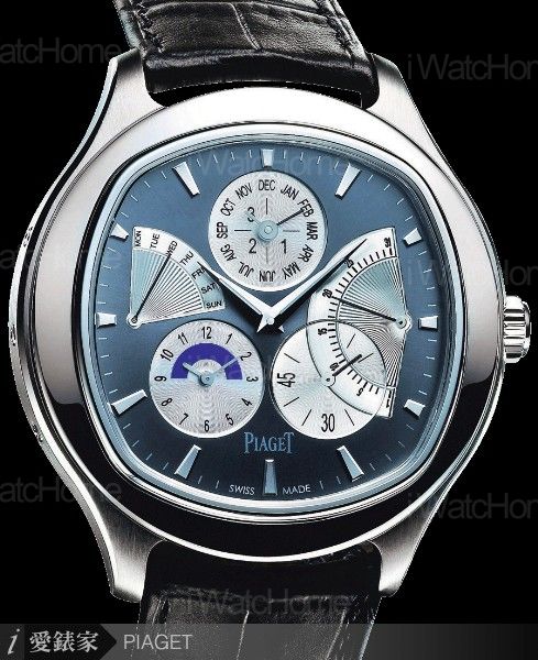 Emperador 白K枕形萬年曆腕錶