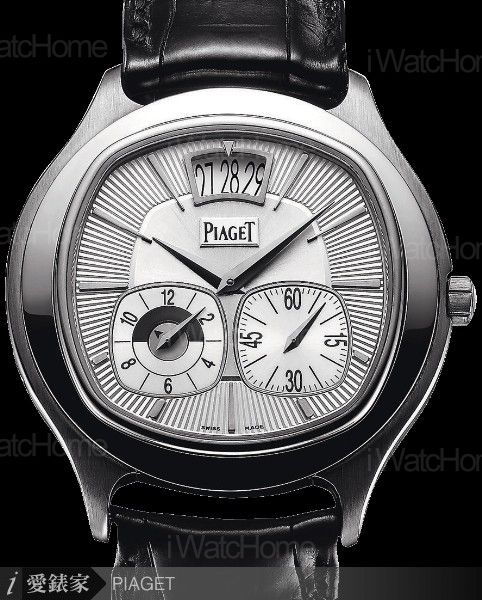 Emperador 白K枕形兩地時間腕錶