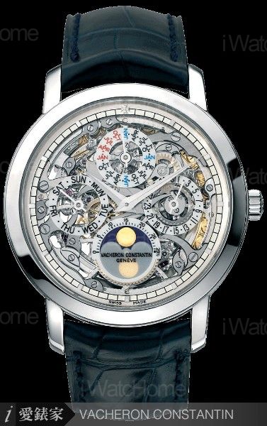 Patrimony Traditionnelle鏤空萬年曆錶