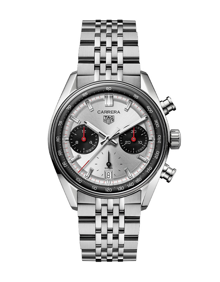 Carrera計時腕錶銀面七珠鍊帶款