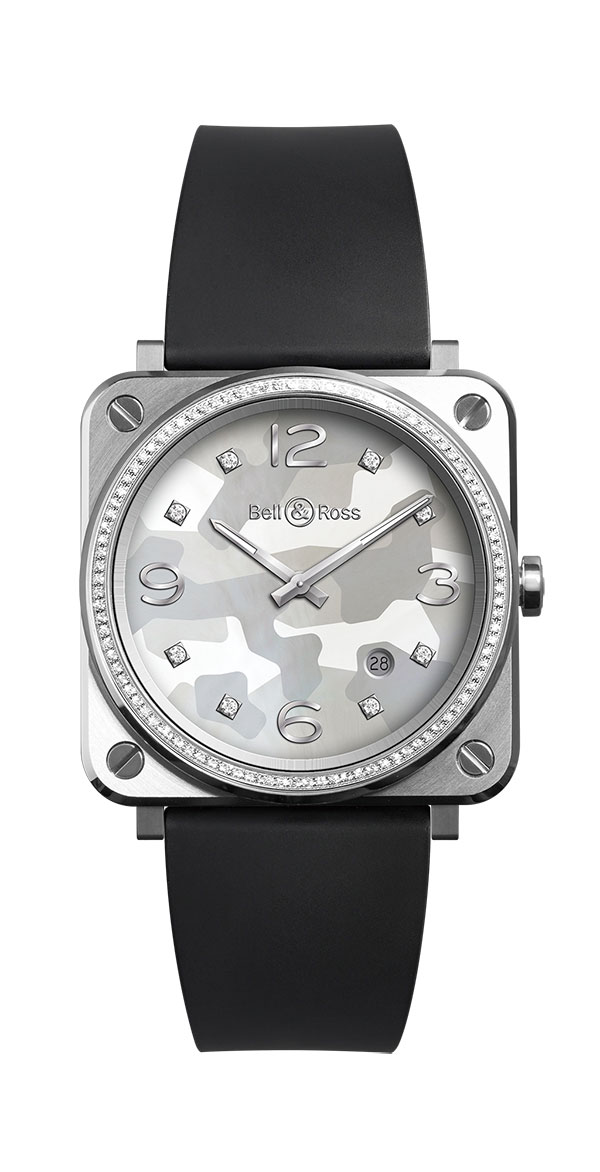 BR S Grey Camouflage Diamonds石英腕錶