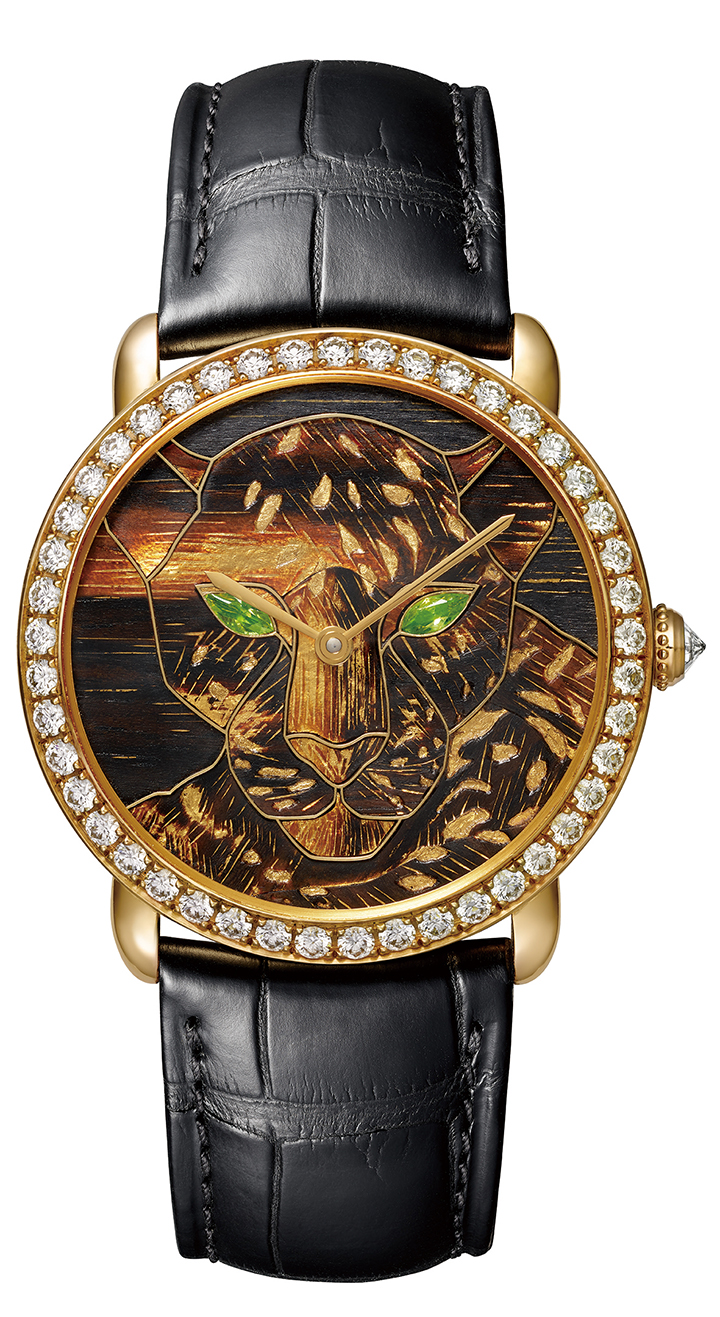 Ronde Louis Cartier 金箔細木鑲嵌腕錶