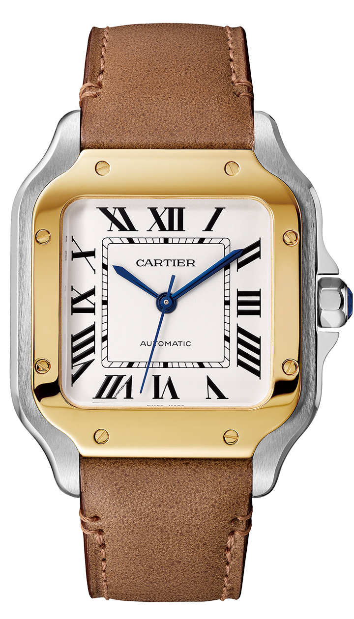 Santos de Cartier 黃金與不鏽鋼中型款