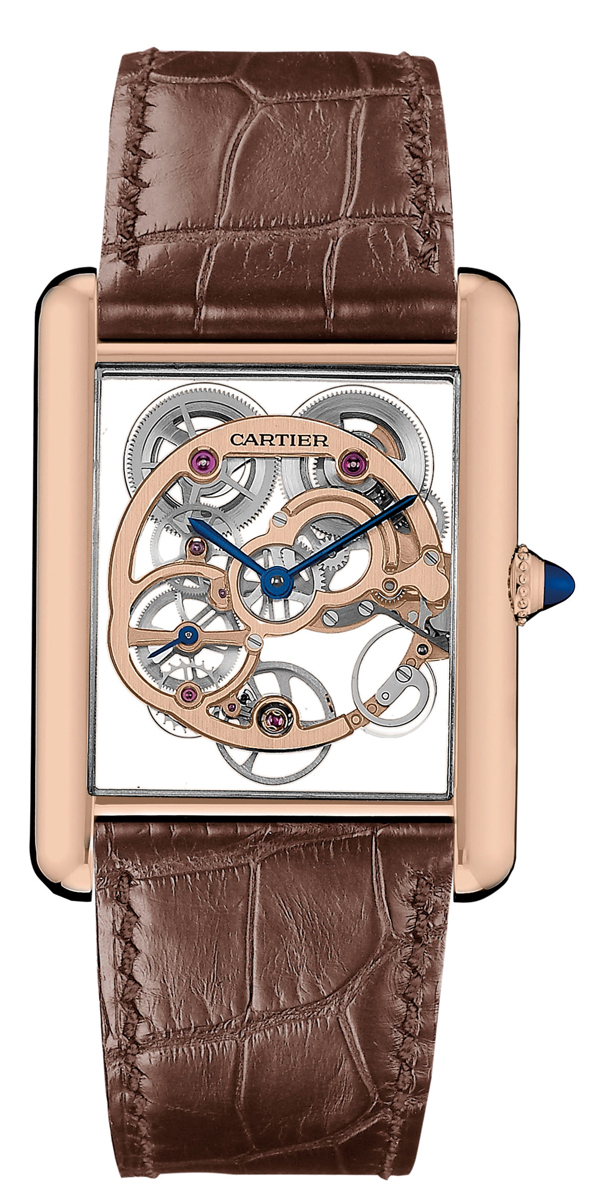 Tank Louis Cartier藍寶石水晶鏤空腕錶