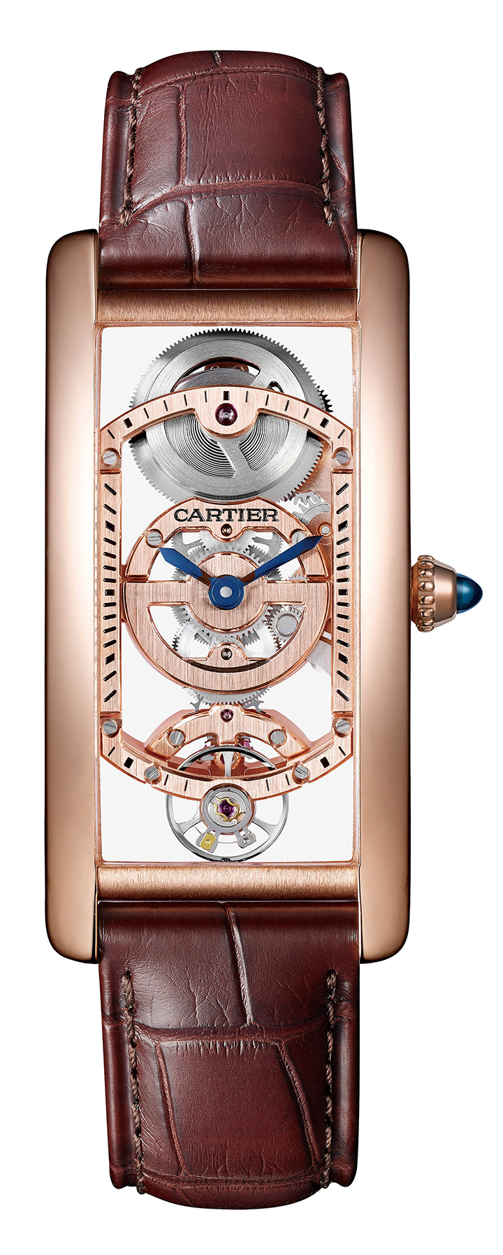 Tank Cintrée 玫瑰金鏤空腕錶