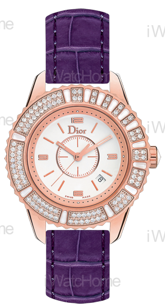 DIOR Christal 8玫瑰金皮錶帶款