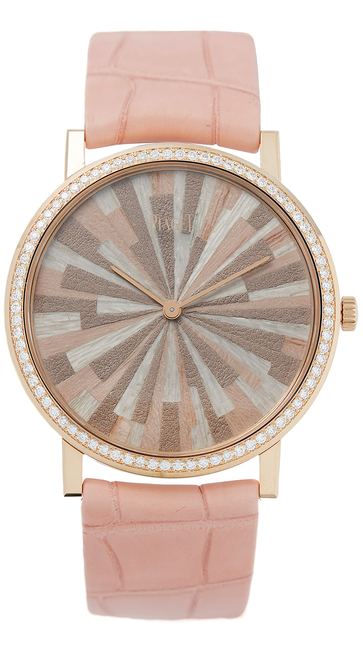 Altiplano 皮革和木質細工鑲嵌腕錶