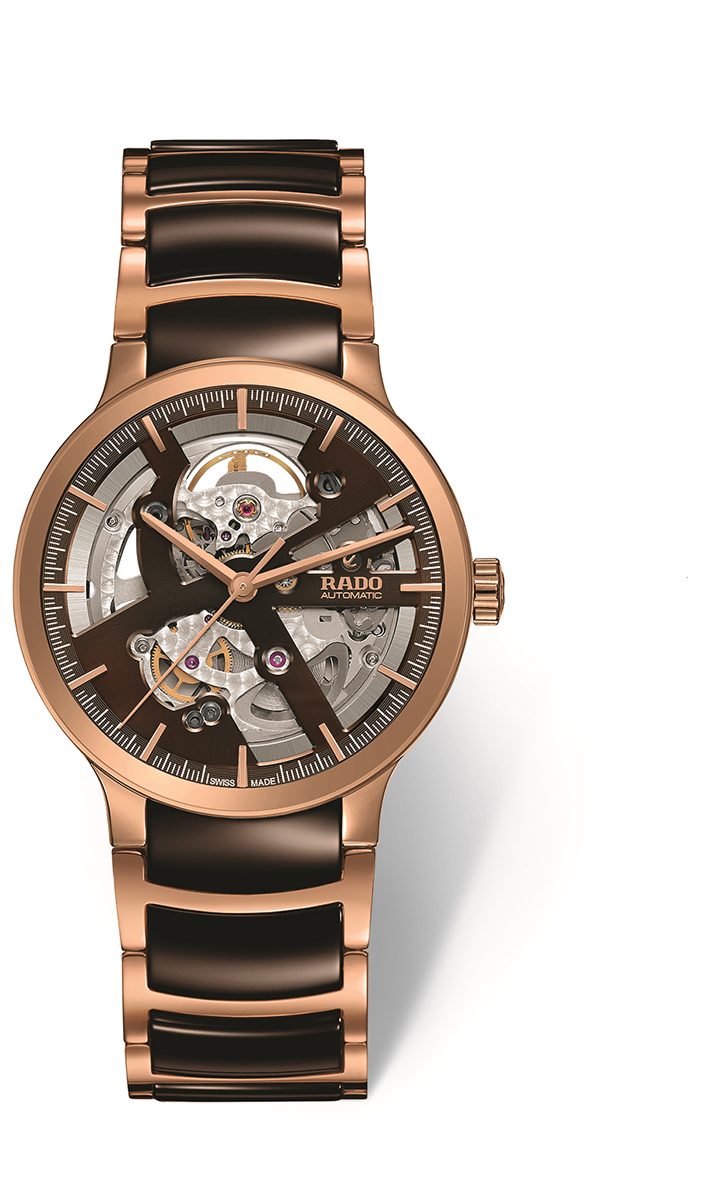 Centrix晶萃系列棕色高科技陶瓷鏤空自動腕錶