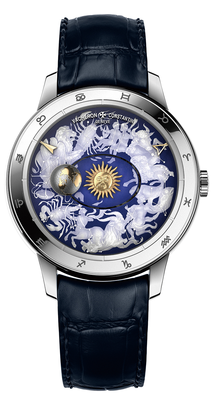 藝術大師哥白尼天體球鐳射雕刻藍寶石水晶腕錶