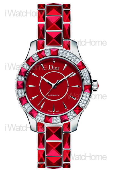 DIOR Christal 紅色藍寶石水晶錶圈鑲鑽腕錶