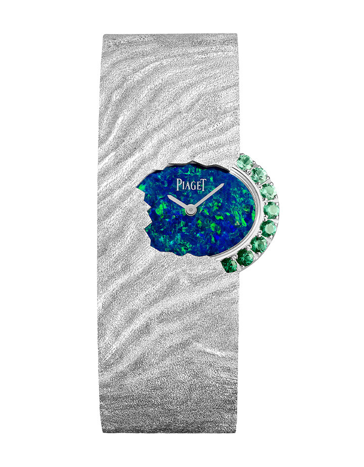 Hidden Treasures湖水紋黑蛋白石面盤祖母綠手鐲腕錶